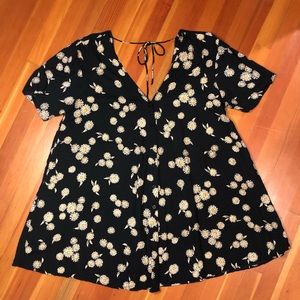 Motel Crosena daisy print button down mini dress XL ASOS